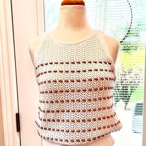 Loft Sweater Tank White and Tan